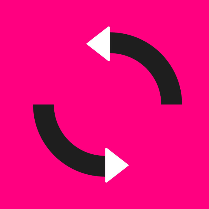 Arrows looping around in a cycle.